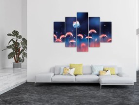 Obraz púpav s modrým motýľom (150x105 cm)