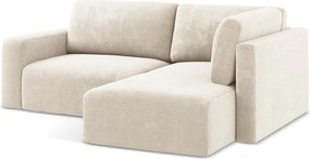 Krémovobiela ženilková rozkladacia/s úložným priestorom rohová pohovka (pravý roh/do L) Kona – Makamii