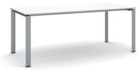 Rokovací stôl INFINITY so sivostriebornou podnožou 2000 x 900 x 750 mm, biela