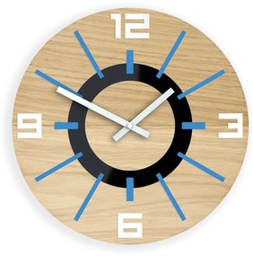 ModernClock Nástenné hodiny Alladyn Wood hnedo-modré