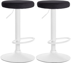 2x Barová stolička Ponte - zamat, biely rám Čierna