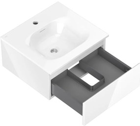 Mexen Orio, kúpeľňová skrinka 50 cm s umývadlom Vela, 1 zásuvka, biela lesklá, 91A10-05023-1-BF00-W23M00