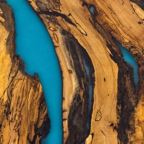 Konferenčný stôl PLANETÁRIUM zo špaltovaného buku a fluorescenčnej epoxidovej živice 96x59