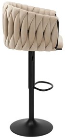 Barová stolička COFTON zamatová, béžová / čierna