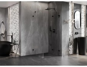 Mexen Lunar-F, 1-krídlový sprchový kút so skladacími dverami, pravý, 90 x 90 cm, 8mm číre sklo, čierny profil, 836-090-090-70-00-P