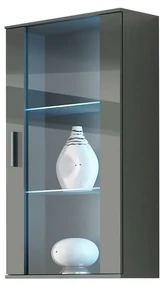 Vitrína Boho B2, Osvetlenie: osvetlenie LED RGB - farebné, Farby: dub lefkas / dub lefkas + čierna