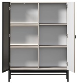 Vitrína Lorini 100 cm na stojane - kašmírová / čierna úchytka T