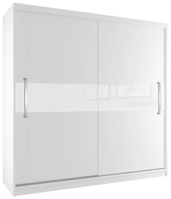 Šatníková skriňa 200 cm Belini biely mat s posuvnými dverami SI SZP1/2/W/W/W/UU
