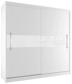 Šatníková skriňa 200 cm Belini biely mat s posuvnými dverami  SI SZP1/2/W/W/W/UU