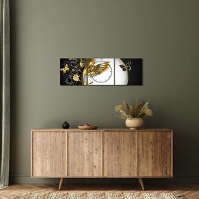Obraz - Guľa so zlatými motívmi (s hodinami) (90x30 cm)