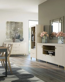 Regál so zásuvkami a drážkovanými čelami cashmere MOSSA MO4