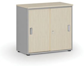 Kancelárska skriňa so zasúvacími dverami PRIMO GRAY, 740 x 800 x 420 mm, sivá/breza