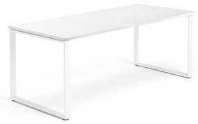 Kancelársky pracovný stôl QBUS, O-rám, 1800x800 mm, biela/biela