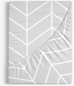 Goldea bavlnená napínacia plachta - biely cikcak na sivom 120 x 200 cm