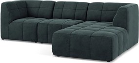 Modrá zamatová rohová pohovka (pravý roh/s leňoškou) Aloha – Makamii