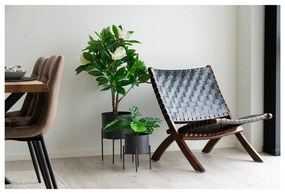 Čierne kožené kreslo s výpletom Perugia - House Nordic