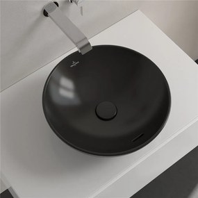 VILLEROY &amp; BOCH Loop &amp; Friends okrúhle umývadlo na dosku bez otvoru, s prepadom, priemer 420 mm, Ebony, s povrchom CeramicPlus, 4A4600S5