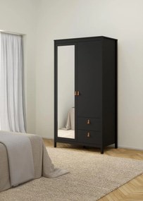 Šatní skříň Realty 102 cm se zrcadlem černá