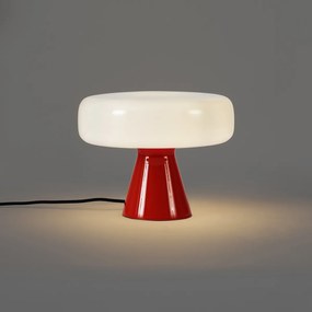 Retro stolná lampa červená s bielou - Knob