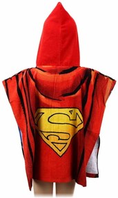 Plážové pončo - plážová bavlnená osuška s kapucňou - motív Superman - 55 x 110 cm