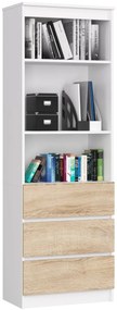 Knižnica Star 60 cm biela/dub sonoma