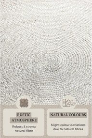 Biely obojstranný/ručne tkaný jutový okrúhly koberec ø 140 cm Braided – Hanse Home