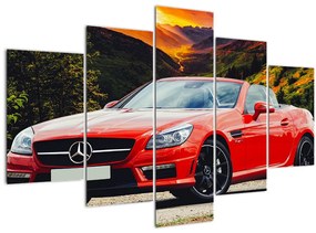 Obraz - červený Mercedes (150x105 cm)