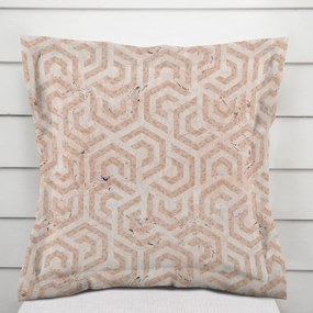 Biante Zamatová obliečka na vankúš s lemom Tamara TMR-029 Ružovobéžové hexagony s čiernym žíhaním 60 x 60 cm