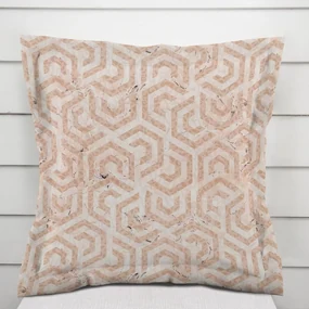 Biante Zamatová obliečka na vankúš s lemom Tamara TMR-029 Ružovobéžové hexagony s čiernym žíhaním 60 x 60 cm