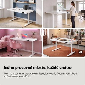 Elektrický písací stôl sit-stand so zásuvkou a bezdrôtovou nabíjačkou Qi biely, 1200 mm: ELLIS