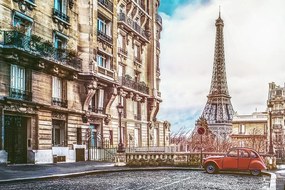 Samolepiaca tapeta pohľad na Eiffelovu vežu z ulice Paríža - 150x100