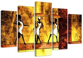Obraz na plátně pětidílný Ženy Afrika Abstrakce - 200x100 cm