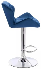 LuxuryForm DESIGN Barová stolička MILANO VELUR na striebornom tanieri - modrá