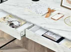 Dizajnový písací stôl OWEN biely mramor