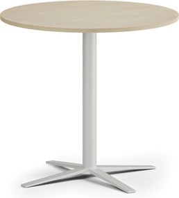 Konferenčný stolík AURA, priemer 60 cm, biela podnož, breza