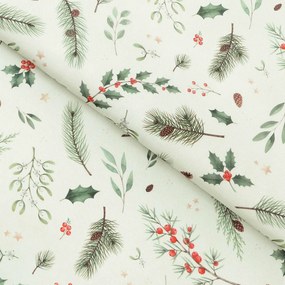 Goldea vianočná teflónová látka na obrusy - zimné vetvičky 160 cm