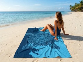 Rýchloschnúca XXL plážová osuška OCEVA modrá 150 x 210 cm, 100% mikrovlákno
