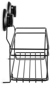Čierna samodržiaca nástenná kúpeľňová polička Compactor Bestlock Black All Purpose Holder, 30 x 20,5 cm