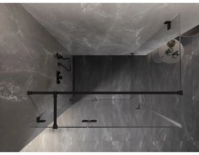 Mexen Lunar T, sklápací sprchový kút ľavý 120 x 100 cm, 8mm číre sklo, čierny profil, 834T-120-100-70-00-L