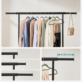 SongmicsHome Stojan na oblečenie INEZ na kolieskach, max.90kg, 83,5x45x160cm, čierna