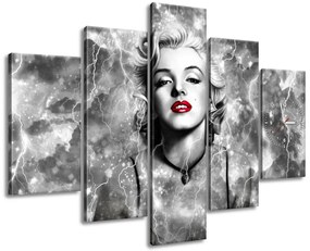 Gario Obraz s hodinami Elektrizujúca Marilyn Monroe - 5 dielny Rozmery: 150 x 105 cm