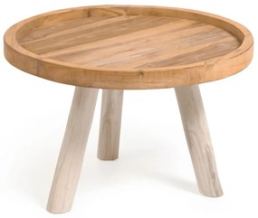 Okrúhly konferenčný stolík z tíkového dreva v prírodnej farbe ø 55 cm Glenda – Kave Home