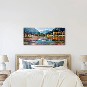 Obraz - Jazero Jasna, Gozd Martuljek, Julské Alpy, Slovinsko (120x50 cm)