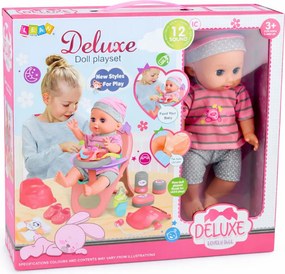 LEAN Toys Bábika Bobas – čurá, bľaboce, plače, hovorí, vydáva 12 zvukov, príslušenstvo, stolička