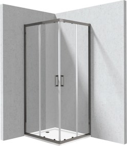 Deante Obdĺžnikový sprchový kút Funkia Evo 80x90 cm - KYCPD089P, titán mat + sprchová vanička biela