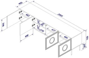 Televizní stolek Palazzo 200 cm černý/dub craft