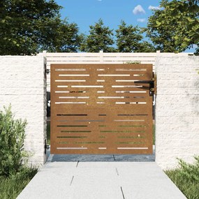 Záhradná brána 85x100 cm kortenová oceľ dizajn štvorca 153245