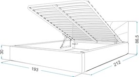 GM Čalúnená manželská posteľ s úložným priestorom Gabina - sivá Rozmer: 160x200