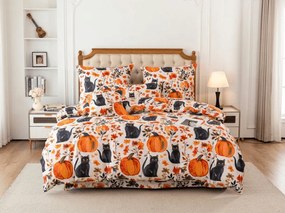 Obliečky z mikrovlákna CATS AND PUMPKINS farebné Rozmer obliečky: 70 x 90 cm | 140 x 200 cm