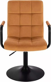 LuxuryForm DESIGN Otočná stolička VERONA BLACK VELUR na čiernom tanieri - medová